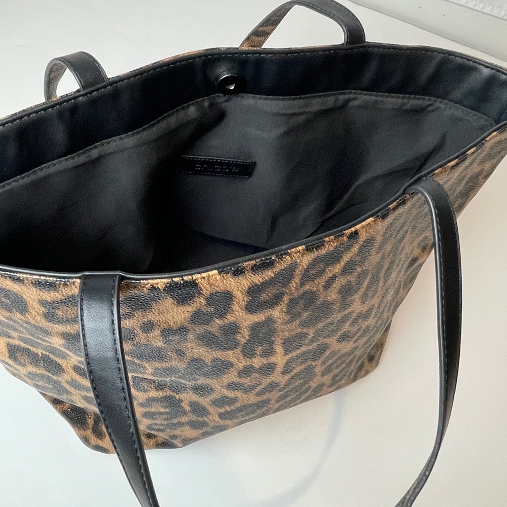 CHICOS Leopard Print Tote Bag Shoulder Purse Pebbled Sparkle Shimmer 17X12 - Picture 8 of 9